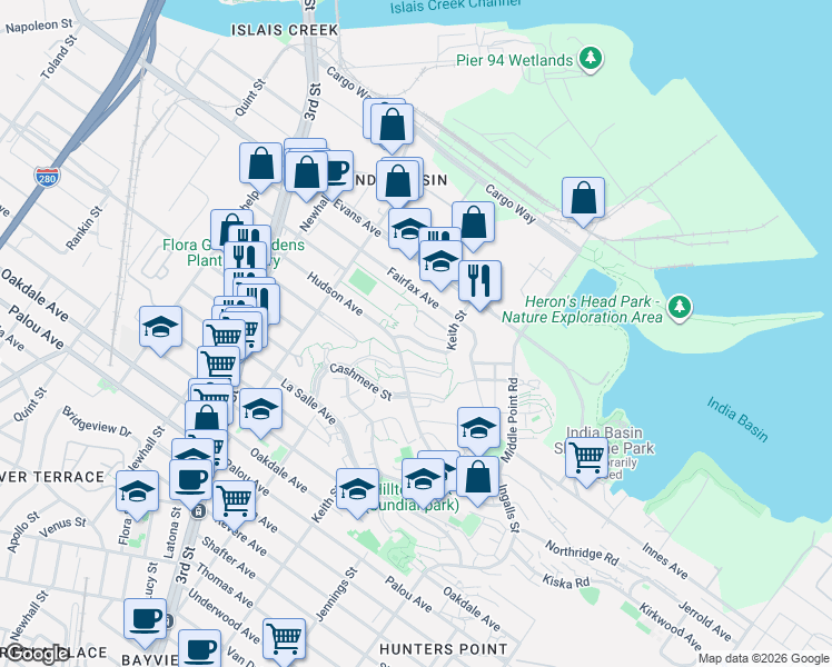 map of restaurants, bars, coffee shops, grocery stores, and more near in San Francisco