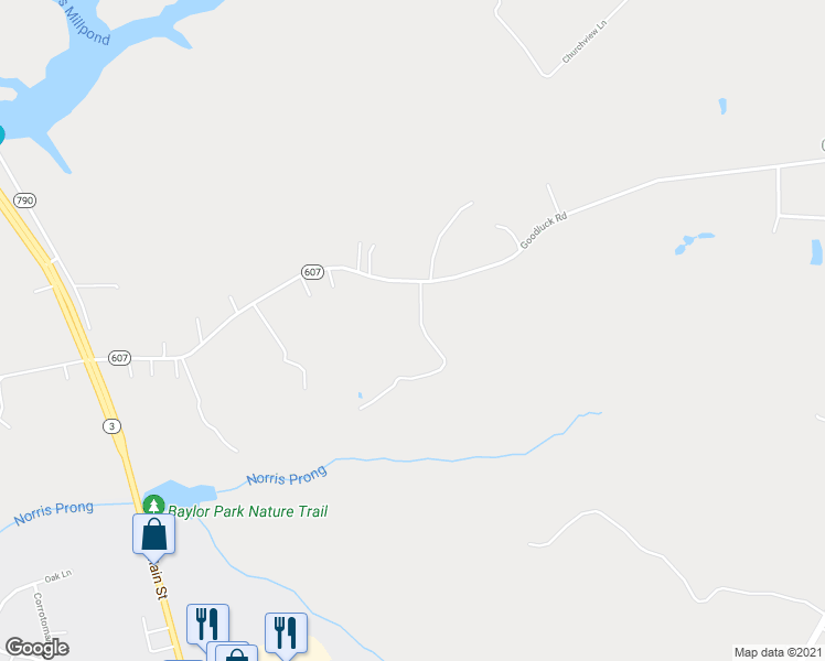 map of restaurants, bars, coffee shops, grocery stores, and more near 1025 Goodluck Road in Kilmarnock