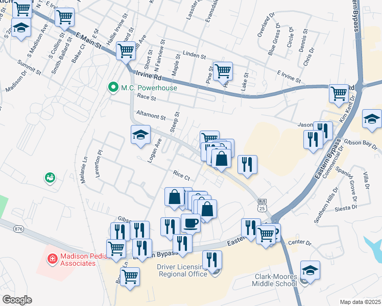 map of restaurants, bars, coffee shops, grocery stores, and more near 454 Big Hill Avenue in Richmond