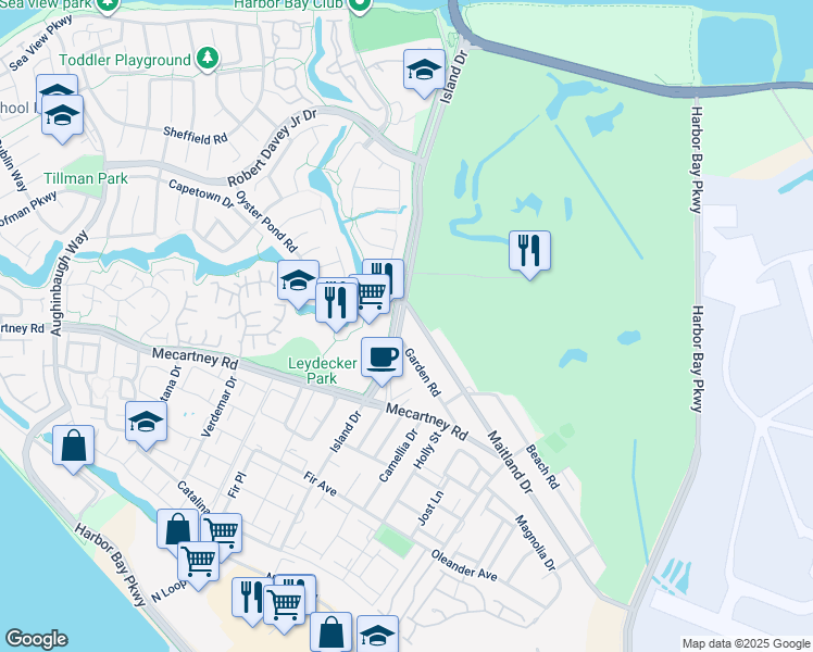 map of restaurants, bars, coffee shops, grocery stores, and more near in Alameda