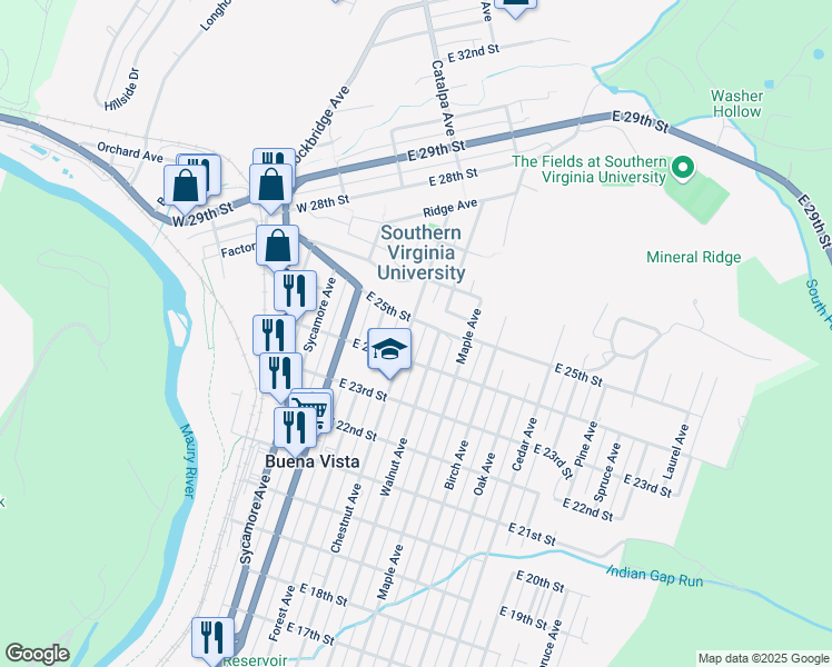 map of restaurants, bars, coffee shops, grocery stores, and more near 2400-2498 Chestnut Avenue in Buena Vista