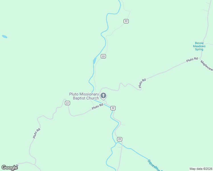 map of restaurants, bars, coffee shops, grocery stores, and more near 3099 Pluto Road in Shady Spring