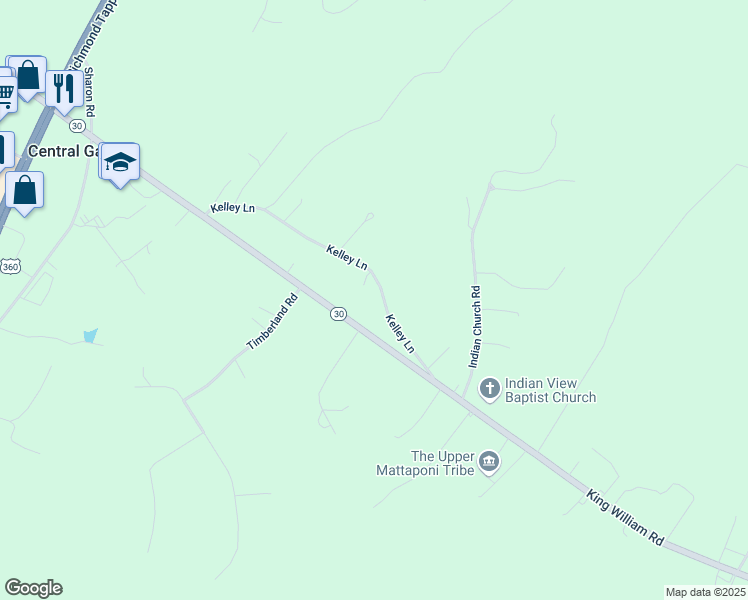 map of restaurants, bars, coffee shops, grocery stores, and more near 508 Kelley Ln in King William