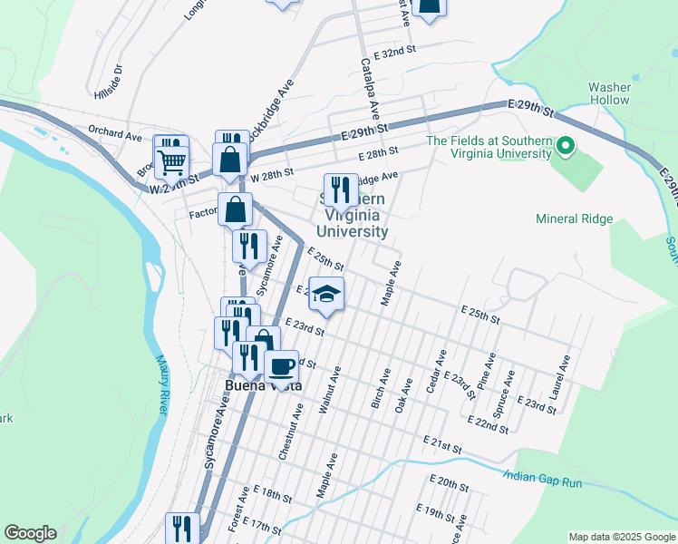 map of restaurants, bars, coffee shops, grocery stores, and more near 2475 Chestnut Avenue in Buena Vista