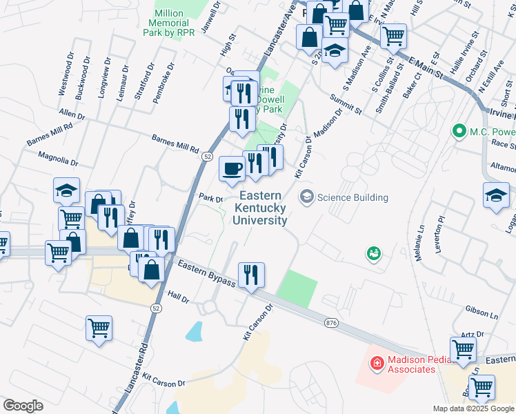 map of restaurants, bars, coffee shops, grocery stores, and more near 228 Park Drive in Richmond