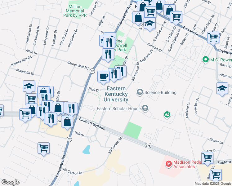 map of restaurants, bars, coffee shops, grocery stores, and more near 521 Lancaster Avenue in Richmond