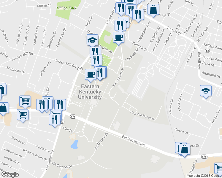 map of restaurants, bars, coffee shops, grocery stores, and more near 4358 Kit Carson Drive in Richmond