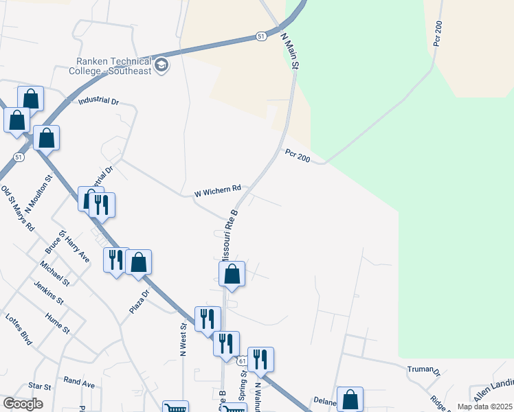 map of restaurants, bars, coffee shops, grocery stores, and more near 11 East Wichern Road in Perryville