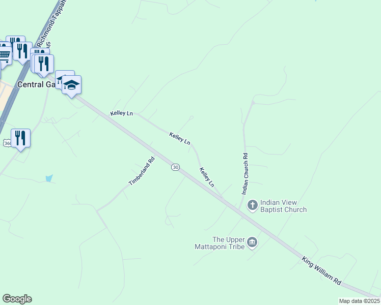 map of restaurants, bars, coffee shops, grocery stores, and more near 508 Kelley Ln in King William