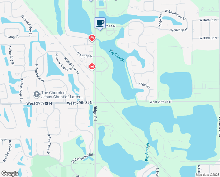 map of restaurants, bars, coffee shops, grocery stores, and more near 3126 North Westwind Bay Court in Wichita