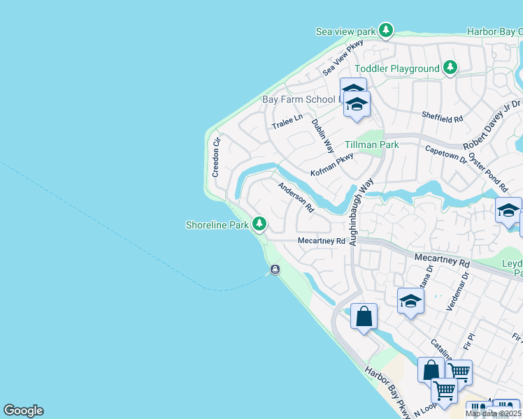 map of restaurants, bars, coffee shops, grocery stores, and more near 207 Sweet Road in Alameda