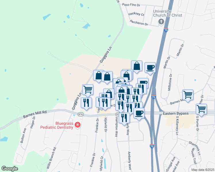 map of restaurants, bars, coffee shops, grocery stores, and more near 2037 Lantern Ridge Drive in Richmond