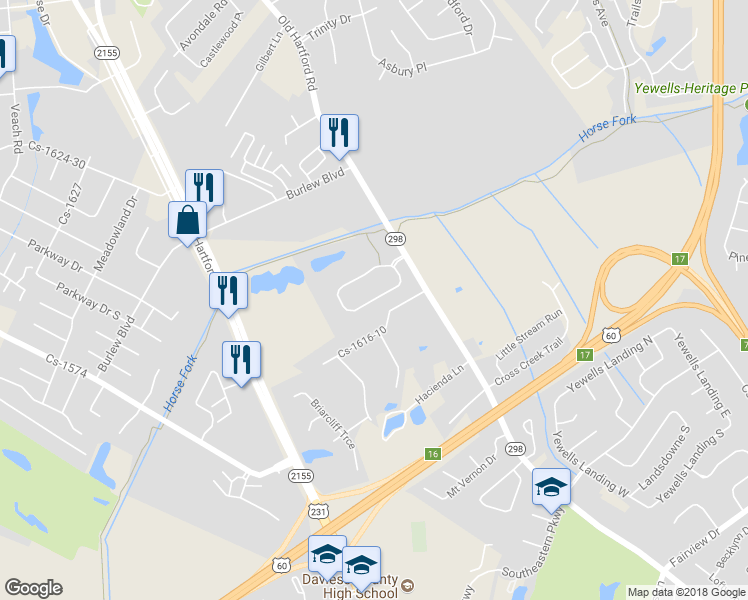 map of restaurants, bars, coffee shops, grocery stores, and more near 1542 Creek Haven Loop in Owensboro