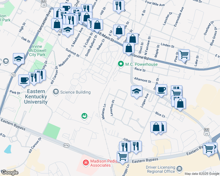 map of restaurants, bars, coffee shops, grocery stores, and more near 799 Chatham Court in Richmond