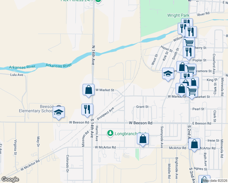 map of restaurants, bars, coffee shops, grocery stores, and more near 700 South 12th Avenue in Dodge City