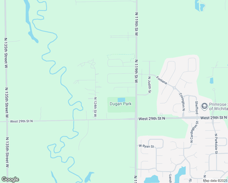 map of restaurants, bars, coffee shops, grocery stores, and more near 3133 North 119th Street West in Wichita