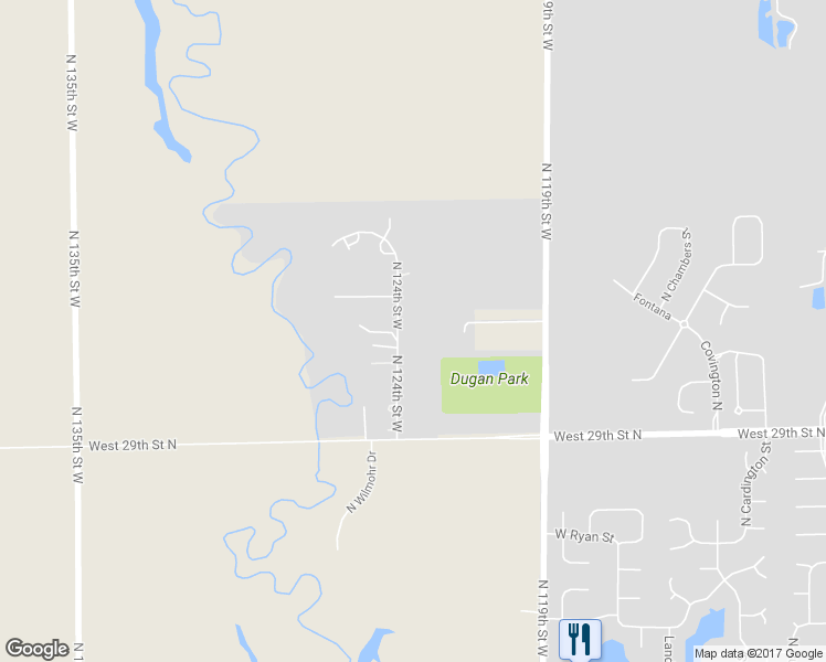 map of restaurants, bars, coffee shops, grocery stores, and more near 3156 North 124th Street West in Wichita