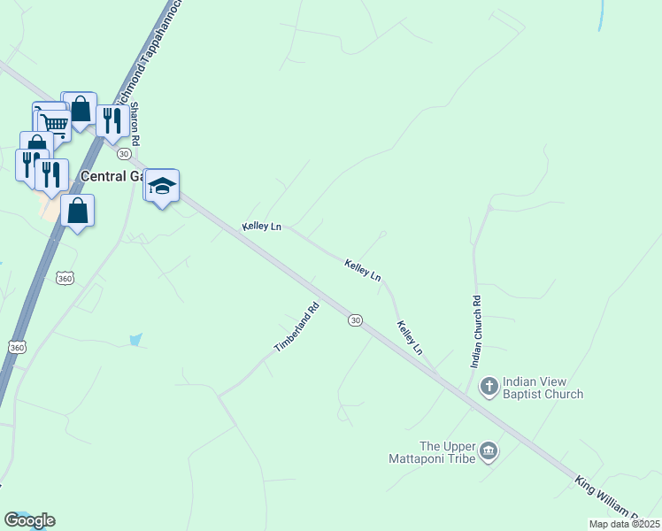 map of restaurants, bars, coffee shops, grocery stores, and more near 292 Kelley Lane in King William