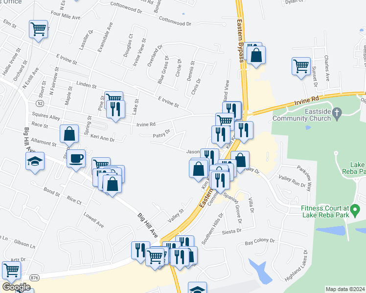 map of restaurants, bars, coffee shops, grocery stores, and more near 407 Jason Drive in Richmond