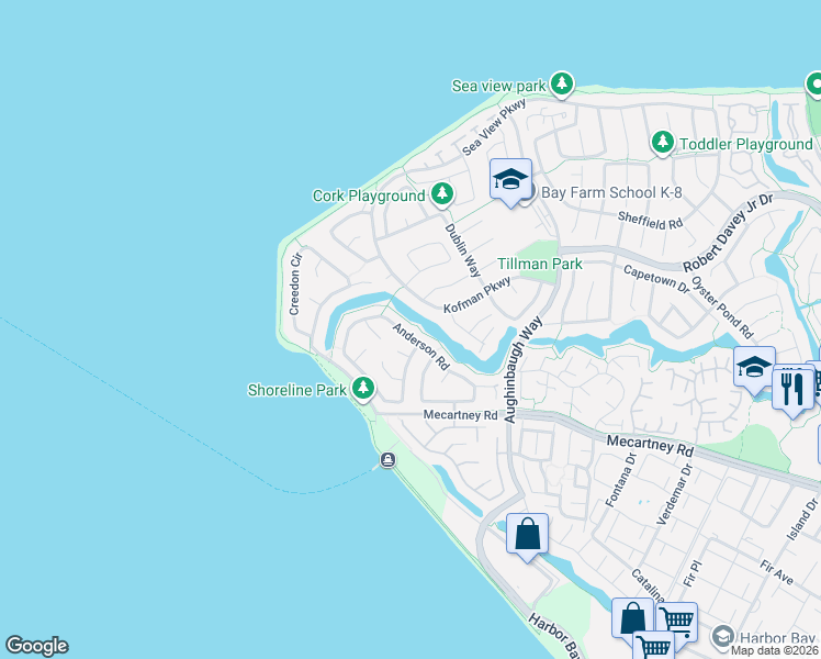 map of restaurants, bars, coffee shops, grocery stores, and more near 81 Salmon Road in Alameda