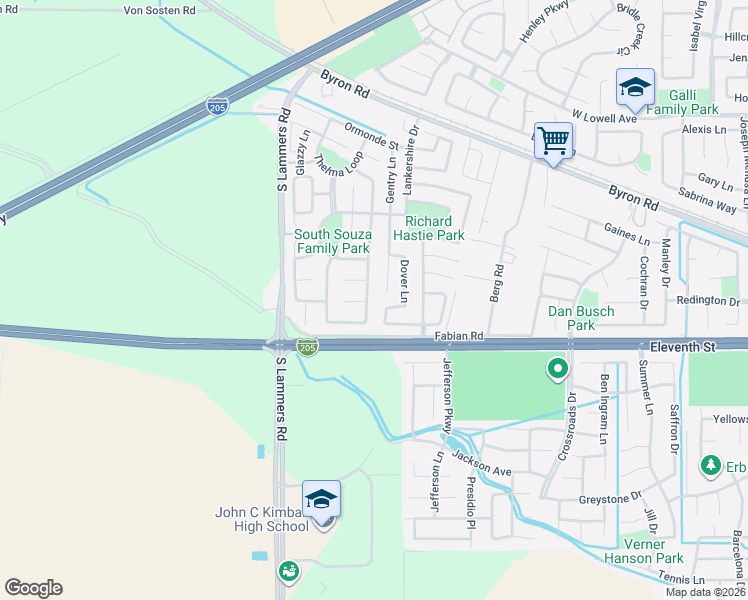 map of restaurants, bars, coffee shops, grocery stores, and more near 3105 Cynthia Court in Tracy