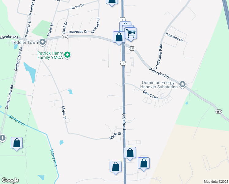 map of restaurants, bars, coffee shops, grocery stores, and more near 12245 Washington Highway in Ashland