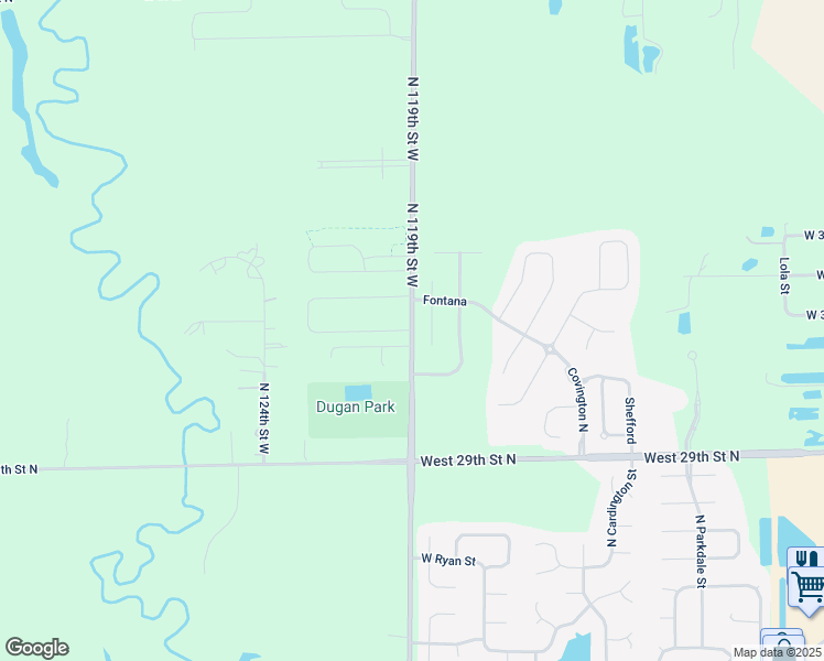 map of restaurants, bars, coffee shops, grocery stores, and more near 3217 North 119th Street West in Wichita