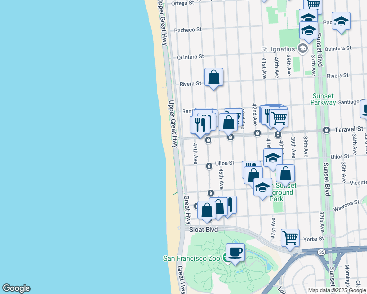 map of restaurants, bars, coffee shops, grocery stores, and more near in San Francisco