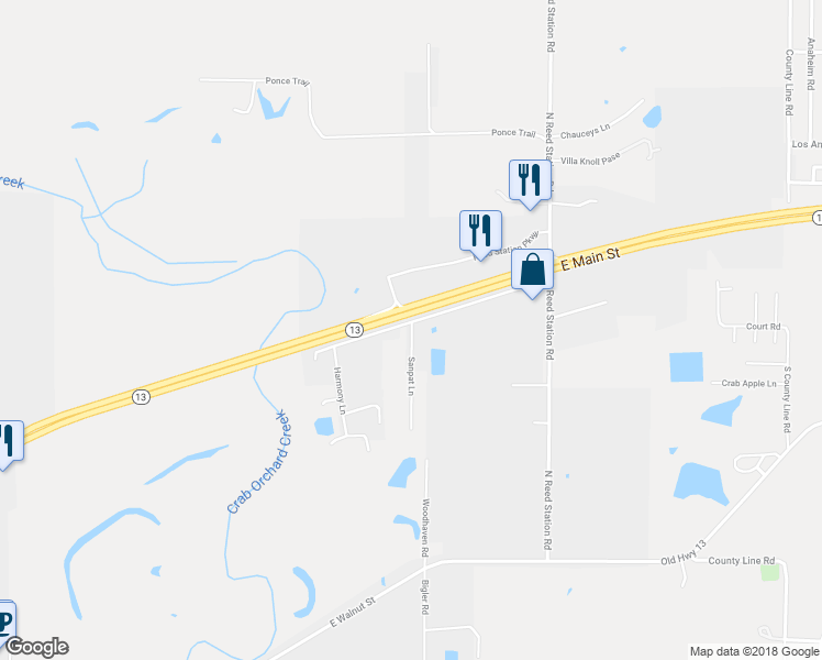 map of restaurants, bars, coffee shops, grocery stores, and more near 235 Sanpat Lane in Carbondale