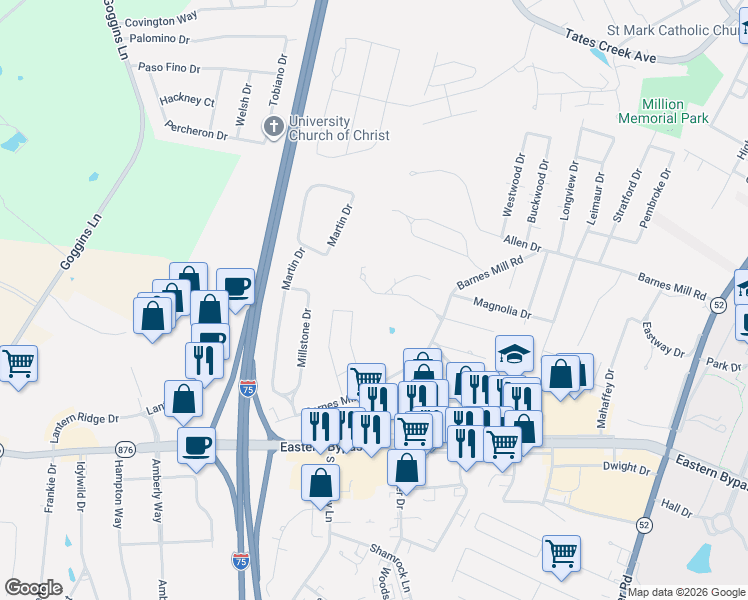 map of restaurants, bars, coffee shops, grocery stores, and more near 137 Brookview Drive in Richmond