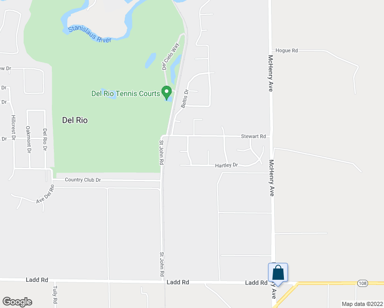 map of restaurants, bars, coffee shops, grocery stores, and more near 7018 Walnut Woods Drive in Modesto