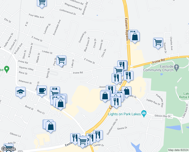 map of restaurants, bars, coffee shops, grocery stores, and more near 312 Kristin Drive in Richmond