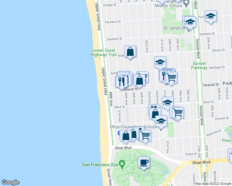 map of restaurants, bars, coffee shops, grocery stores, and more near in San Francisco