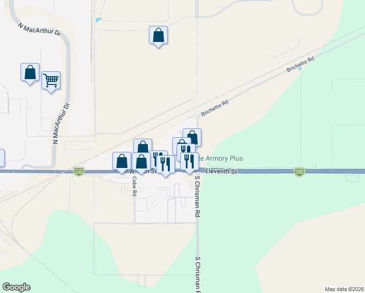 map of restaurants, bars, coffee shops, grocery stores, and more near 7576 Carmelo Avenue in Tracy