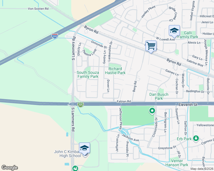 map of restaurants, bars, coffee shops, grocery stores, and more near 1235 Dover Lane in Tracy