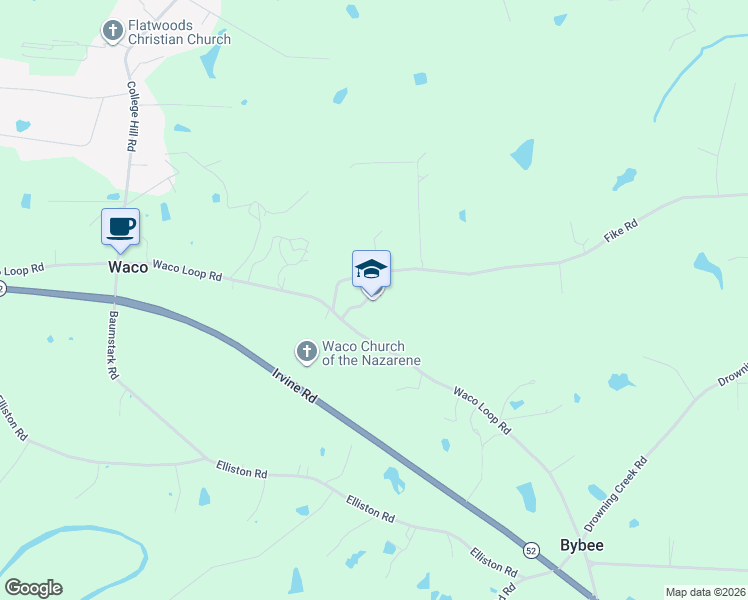 map of restaurants, bars, coffee shops, grocery stores, and more near 359 Waco Loop Road in Waco