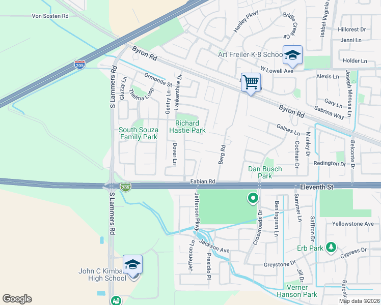 map of restaurants, bars, coffee shops, grocery stores, and more near 2964 Whigham Court in Tracy