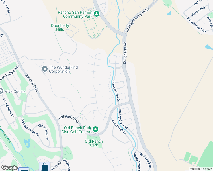 map of restaurants, bars, coffee shops, grocery stores, and more near 5220 Portillo Valley Drive in San Ramon