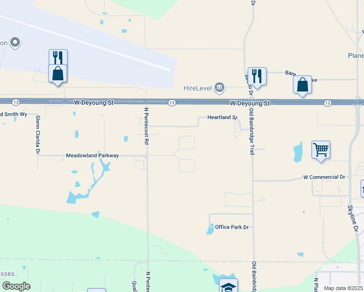map of restaurants, bars, coffee shops, grocery stores, and more near 1081 Rolling Acres Drive in Marion