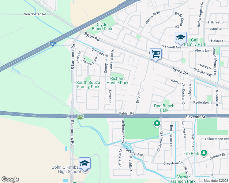 map of restaurants, bars, coffee shops, grocery stores, and more near 2964 Whigham Court in Tracy