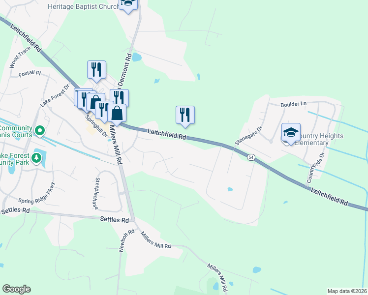 map of restaurants, bars, coffee shops, grocery stores, and more near 3459 Millers Fall Circle in Owensboro