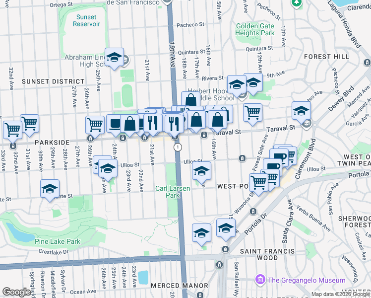 map of restaurants, bars, coffee shops, grocery stores, and more near in San Francisco