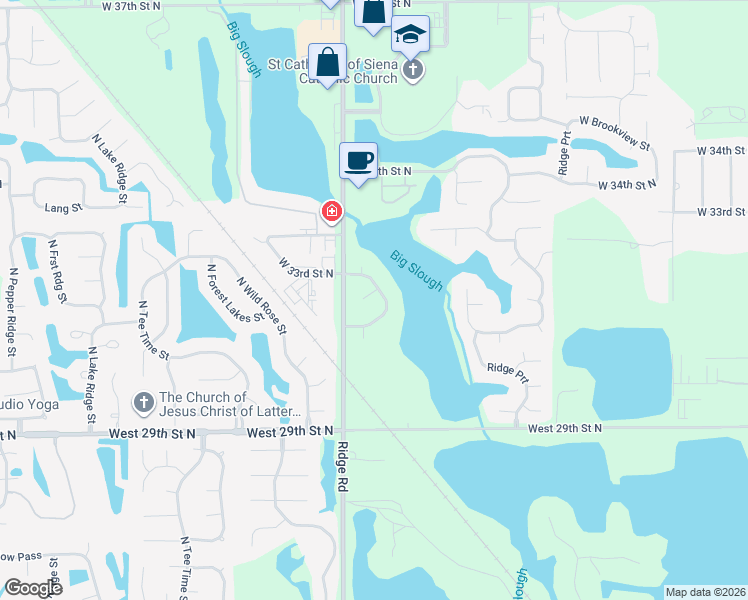 map of restaurants, bars, coffee shops, grocery stores, and more near North Westwind Bay Court in Wichita