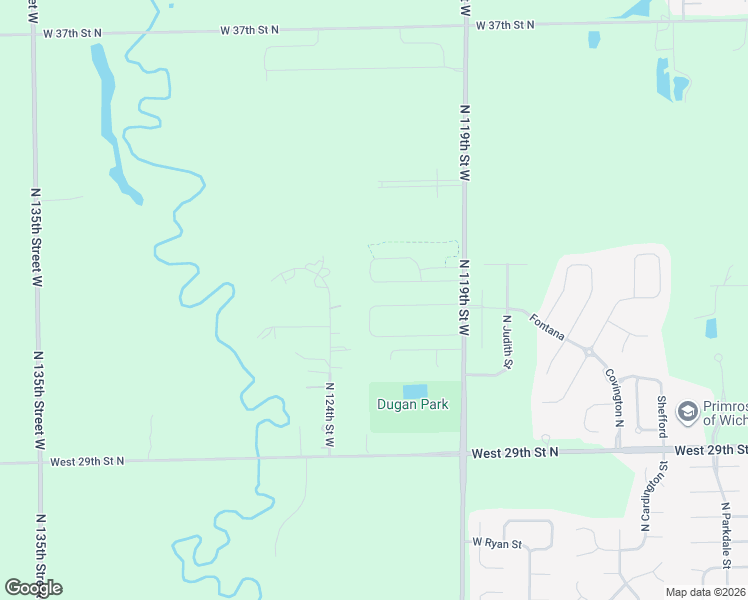 map of restaurants, bars, coffee shops, grocery stores, and more near 3224 N 124th Street West in Wichita