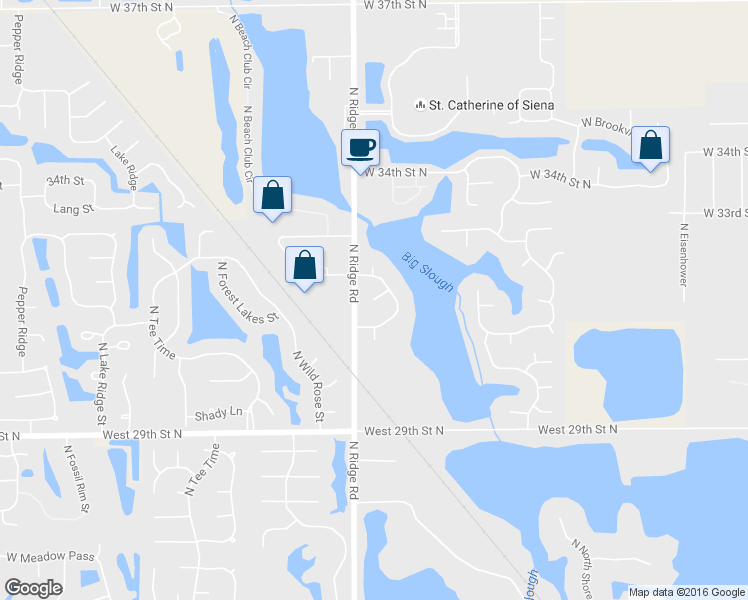 map of restaurants, bars, coffee shops, grocery stores, and more near North Westwind Bay Court in Wichita