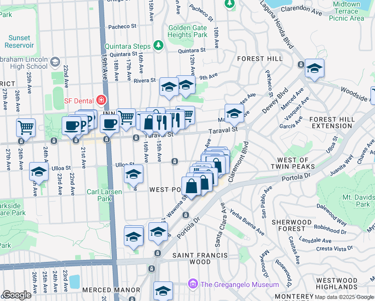 map of restaurants, bars, coffee shops, grocery stores, and more near in San Francisco