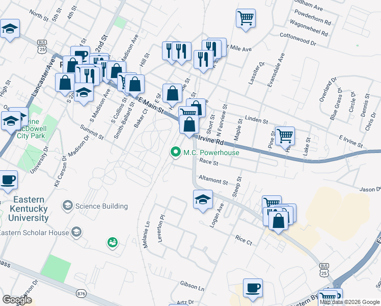 map of restaurants, bars, coffee shops, grocery stores, and more near 112 Big Hill Avenue in Richmond