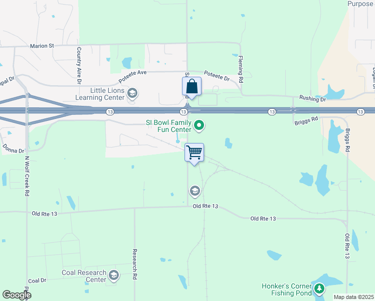map of restaurants, bars, coffee shops, grocery stores, and more near 1356 Samuel Road in Carterville