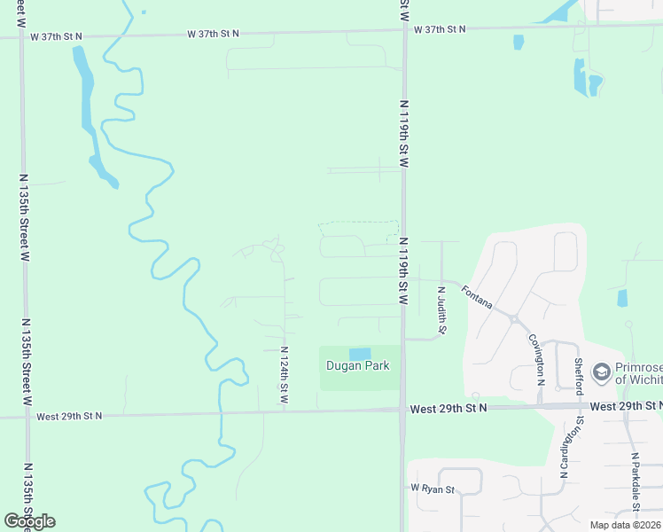 map of restaurants, bars, coffee shops, grocery stores, and more near 3333 North 119th Street West in Wichita