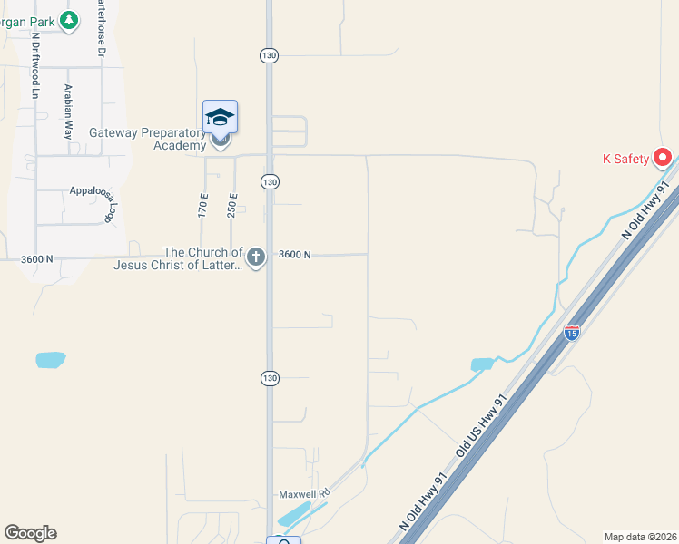 map of restaurants, bars, coffee shops, grocery stores, and more near 3587 Maxwell Road in Cedar City